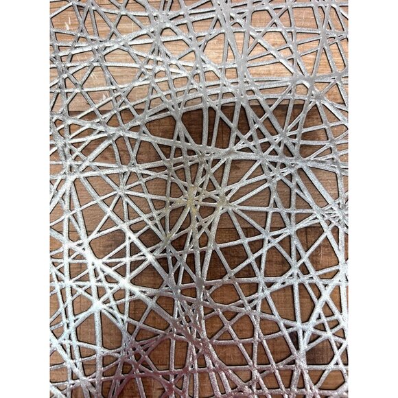 6 Large Round Silver Metallic Woven Decorative Placemat Charger - Picture 3 of 3